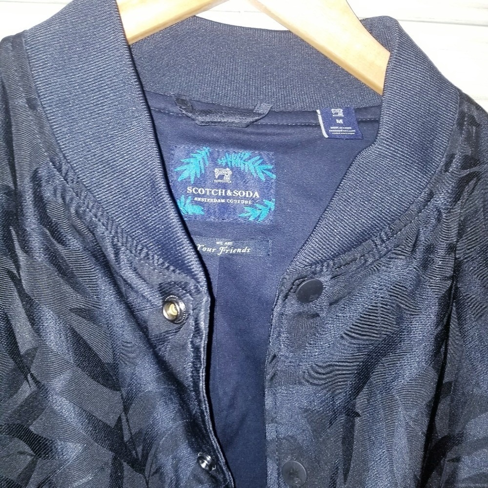 Scotch & Soda Bomber Jacket Men's M Jaquard Amsterdam Couture Varsity Navy Black - Picture 5 of 11